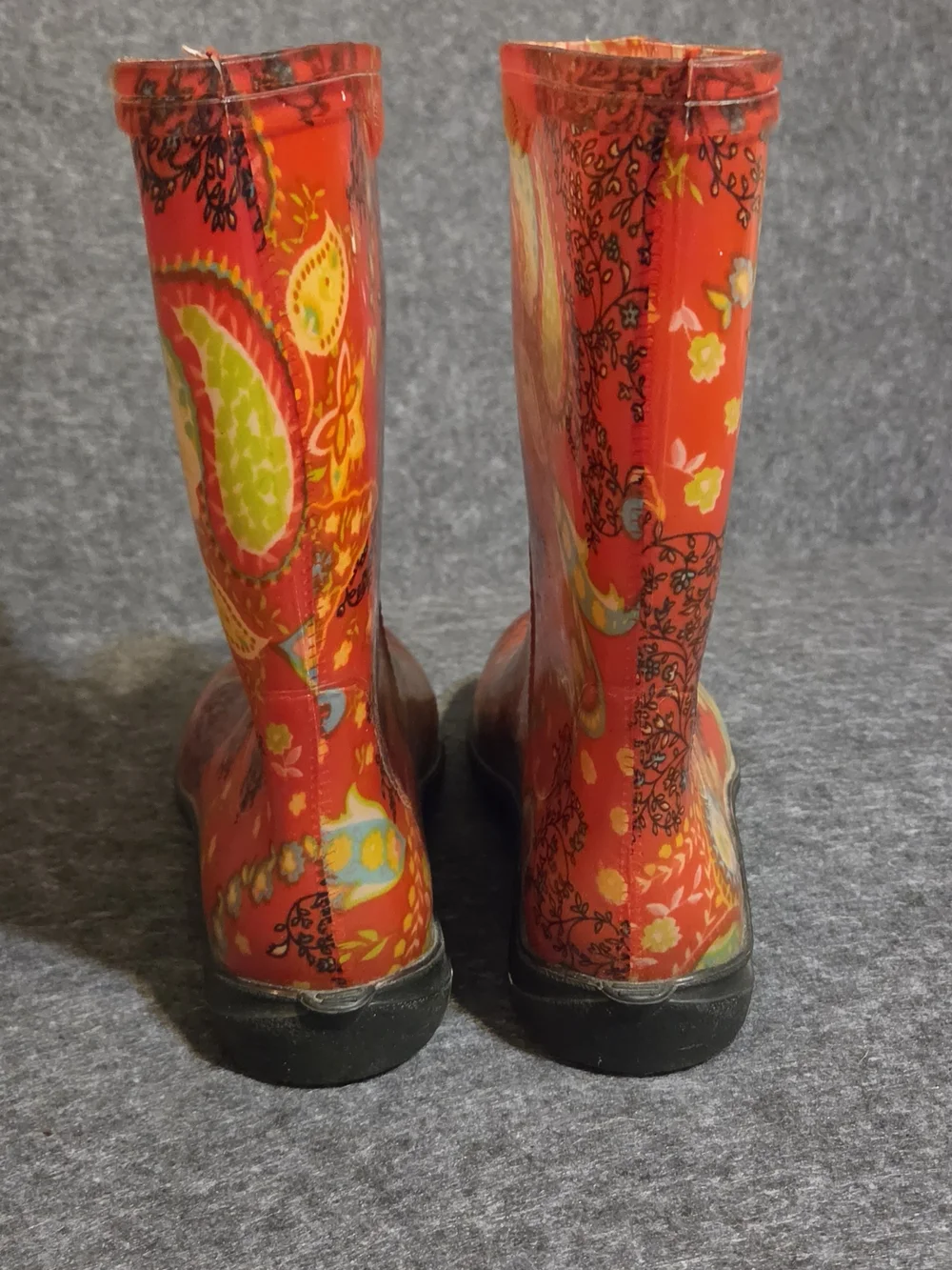 Sloggers Red Paisley Pattern Women's Waterproof Rain And Gardening Boots